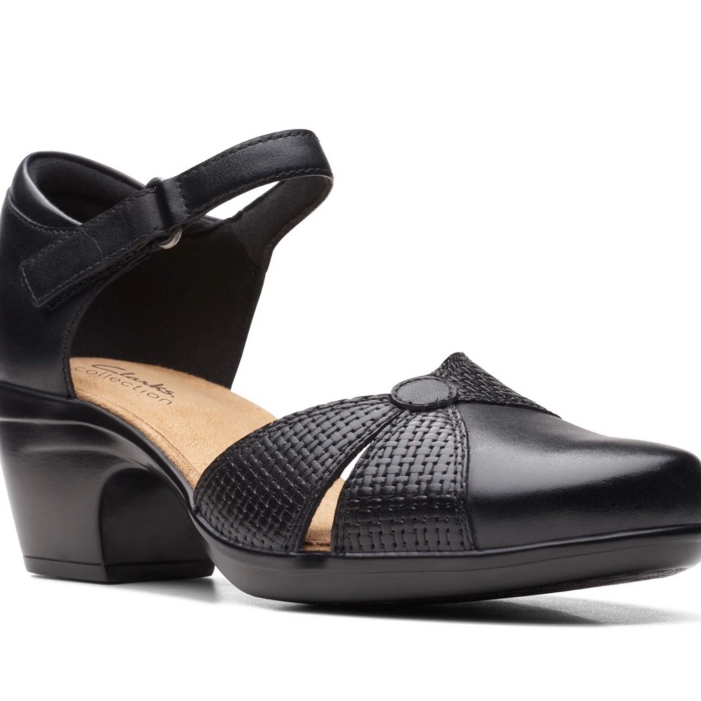 Clarks Women's Black Heels with Textured Design